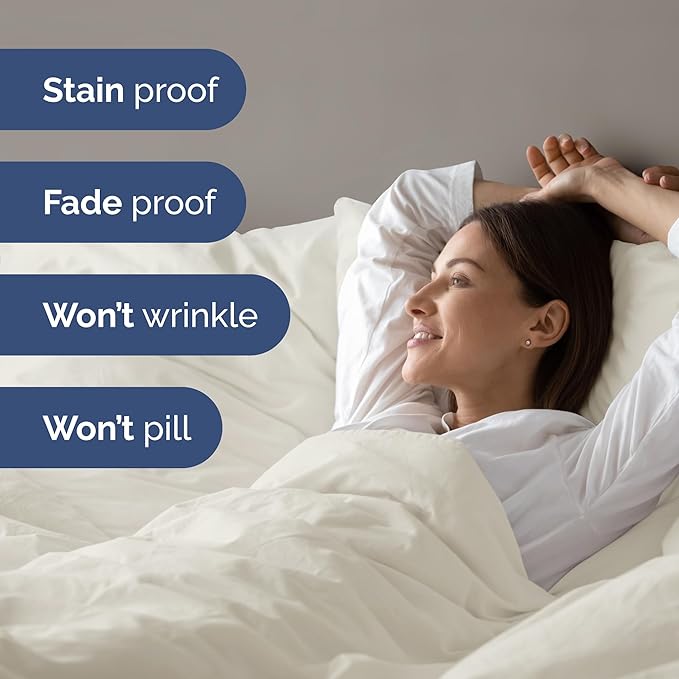 Duvet Cover Queen Size Set - Extra Soft Queen Size Duvet Cover 90 x 90 with 2 Pillow Shams - Hotel Luxury, Easy Care and Fade Free with Zipper Closures & Ties - Comfy, Breathable Bedding Set (Ivory)