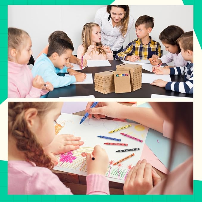 Crayons Bulk 8 Different Color Crayon Wrapped Wax Mini Boxes Bulk Party Favors Packs for Classroom Home Birthdays School Teachers(10 Packs)