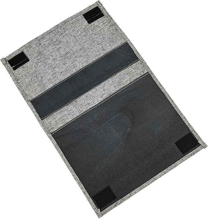 Zafit Linen 4 Pockets Bedside Caddy, Bedside Storage Organizer for Magazine, Remotes, Phone (Classic Grey)