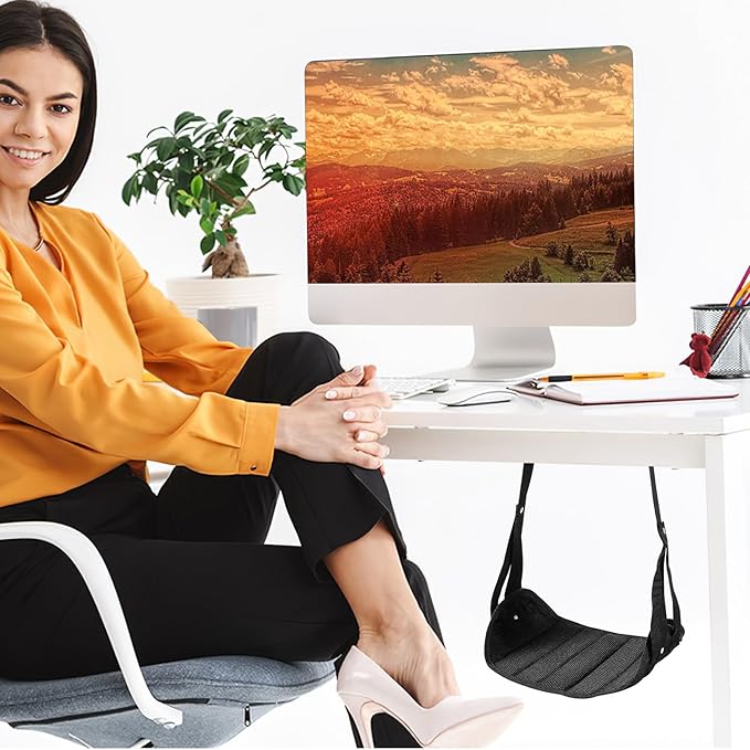 LALAFINA Foot Hammock Under Desk 38X22Cm Comfortable Travel Foot Rest for Airplane and Office