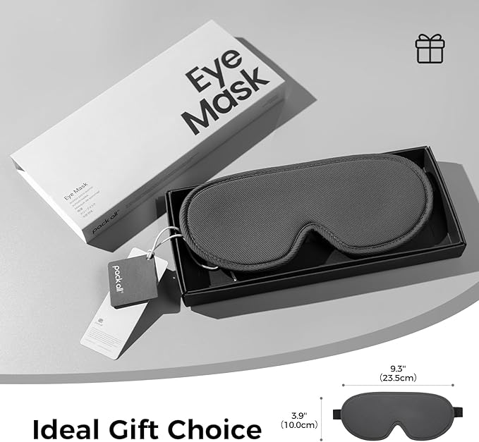 pack all Light Blocking Sleep Mask for Men and Women, 3D Eye Mask for Pressure-Free Sleep, Soft Sleeping Eye Cover with Adjustable Elastic Strap, Grey