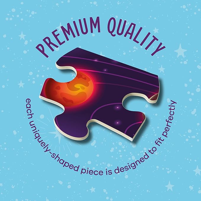 Glow in The Dark 100 Piece Galaxy Puzzle for Kids - Space Jigsaw Puzzles Toys for Boys & Girls Ages 6-8 - Christmas Birthday Gifts for Age 6 7 8 Year Old Toddler Boy Girl Gift - Planet Toy