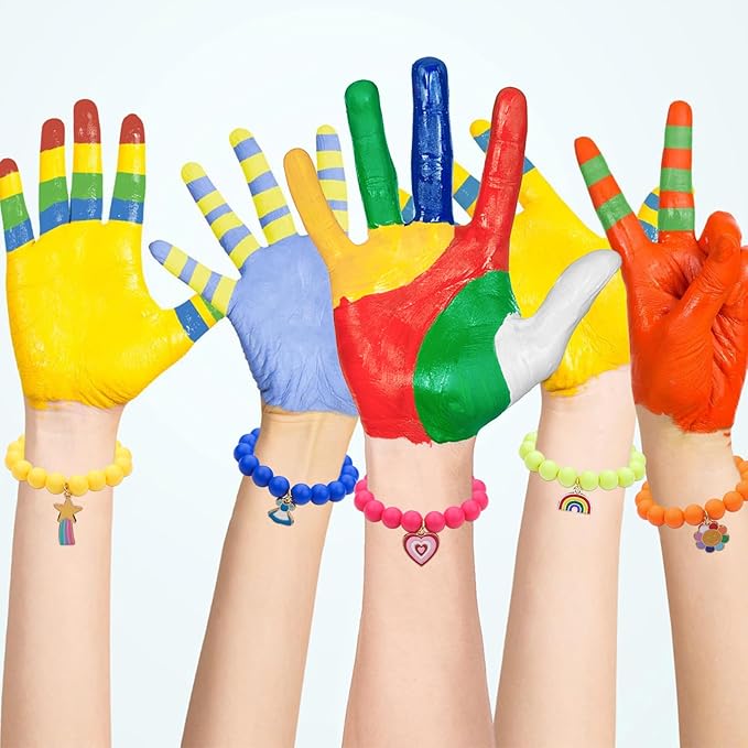 9Pcs Bead Bracelet for Kids Girls Colourful Beads for Kid Rainbow Sunflowers Unicorns Pendant Beaded Bracelet for Party Favor