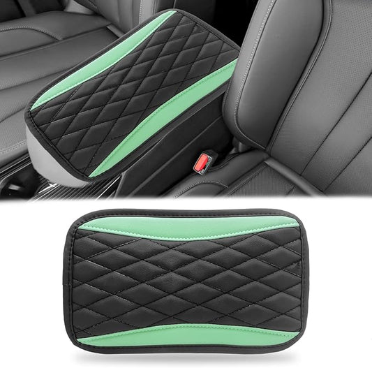 Car Center Console Cover, Universal Leather Waterproof Armrest Seat Box Cover Protector, Comfortable Car Decor Accessories Fit for Most Cars, Vehicles, SUVs-Light green