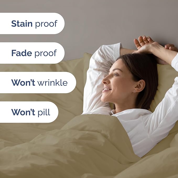 CGK Unlimited Duvet Cover Full Size Set - Extra Soft Full Size Duvet Cover 80 x 90 with 2 Pillow Shams - Hotel Quality Easy Care w/Zipper Closures & Ties - Bedding and Bed Linens Set (Khaki)