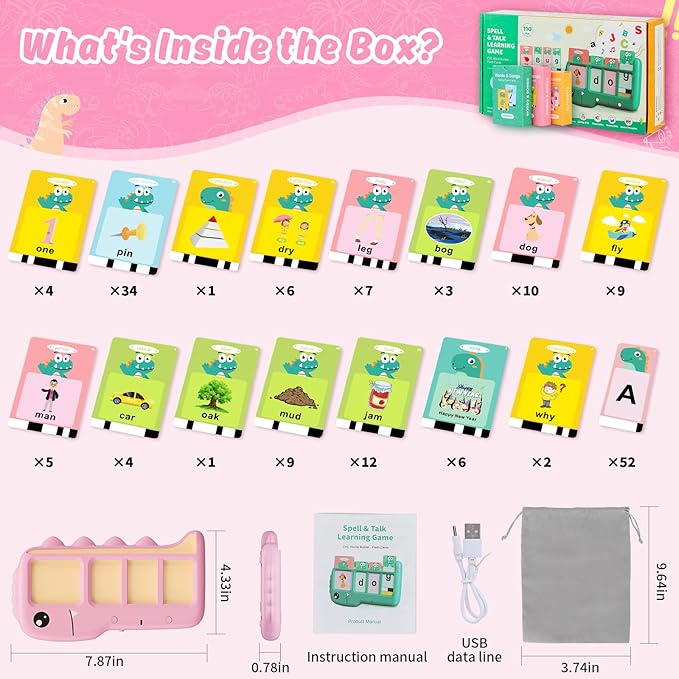 Talking Flash Cards for Toddlers Learning: Alphabet Learning Toys - Matching Spelling Games with 224 Sight Words - Montessori Toys for 3 4 5 6 Years Old Kids