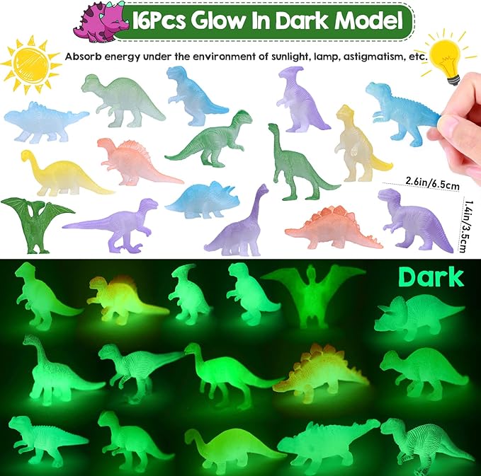 Golray 72Pack Dinosaur Birthday Party Supplies Favors Safari Hat Tote Goodie Bags Luminous Dino Figure Tattoo Keychain Slap Bracelet for Kid Boy Safari Jungle Explorer Dinosaur Party Favor Supplies