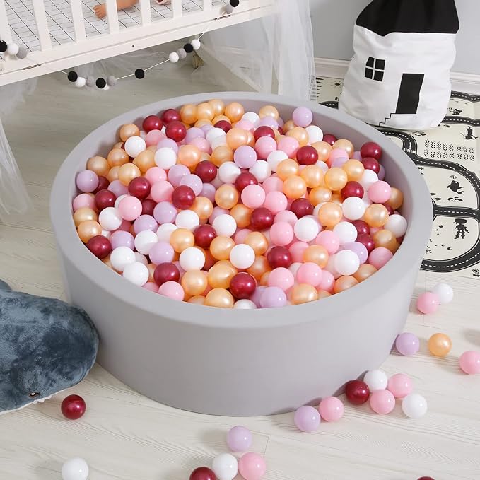 GOGOSO Pink Balls for Ball Pit - Pack of 100 Ball Pits Ball Pink, BPA Free Plastic Ball Toys Crush Proof Ocean Balls Phthalate Free for Girls Toddlers Indoor Outdoor - Pearl Pink Colors