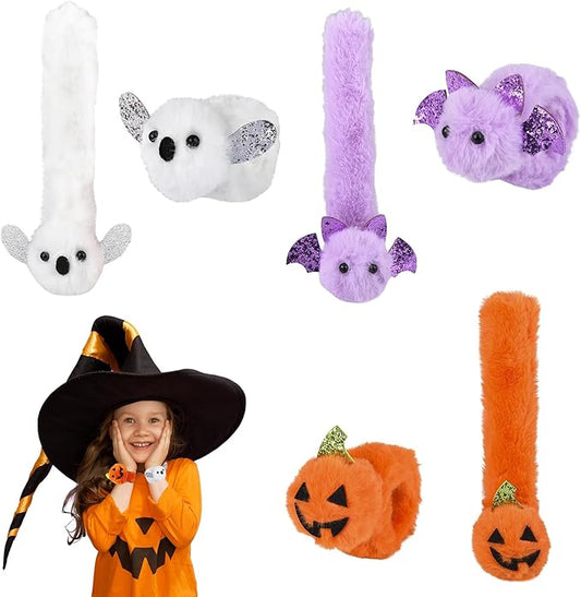 Halloween Plush Slap Bracelets, 8" Bracelets, Party Favor (3-Pack)
