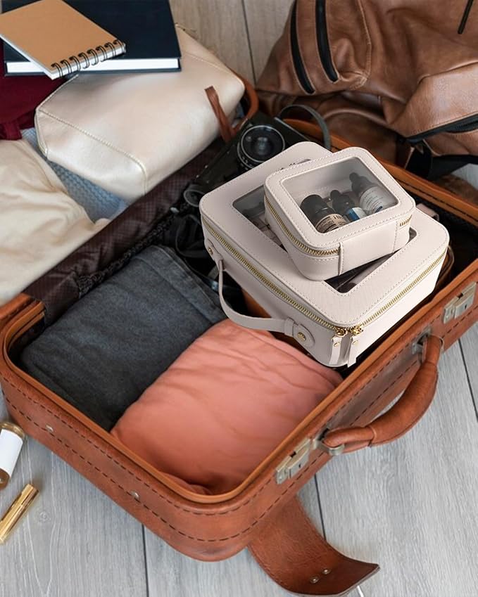 Clear Makeup Bag Small, TSA Approved Portable Toiletry Bag with Zipper Cosmetic Travel Bag Makeup Organizer Case Mini Makeup Pouch for Purse Car Organizer Bag for Women Men