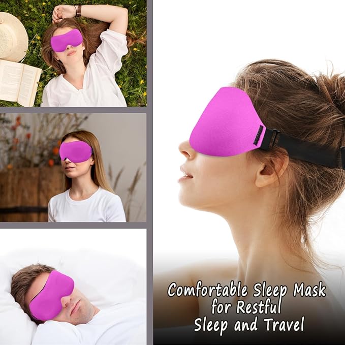 DTS Sleep Masks for Side Sleepers Men Women Zero Eye Pressure 3D Cups Complete Light Blocking Night Blindfold with Adjustable Strap Shade Cover Sleeping Mask for Travel Nap Work Home (Pink)