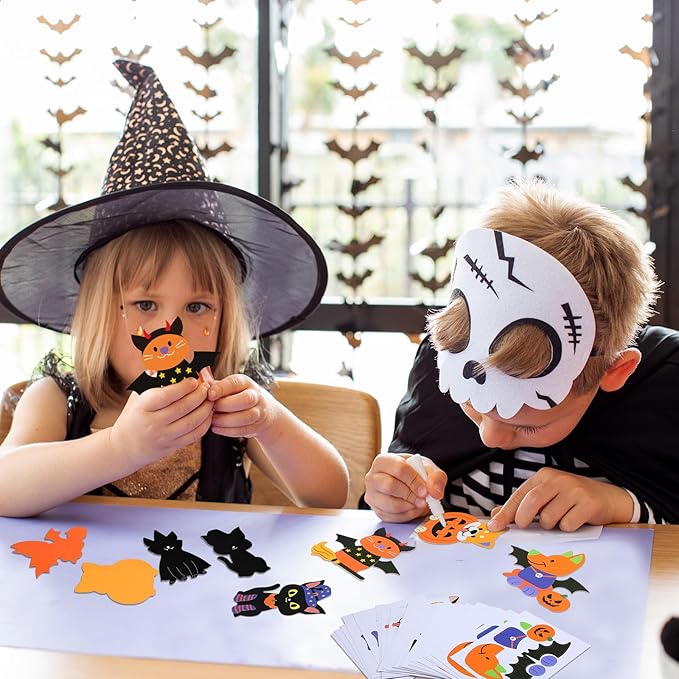 30 Sets Halloween Craft Kit for Kids DIY Halloween Pets Magnet Craft Make Your Own Pets Craft for Kindergarten Preschool Halloween Fun Classroom Home Activity Party Supplies