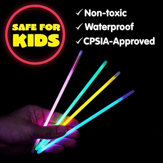 JOYIN 100 Pcs 8" Glowsticks, Bracelets Necklaces, Glow in the Dark Party Favors, Easter, Christmas, Halloween Supplies Pack, Football Party Supplies