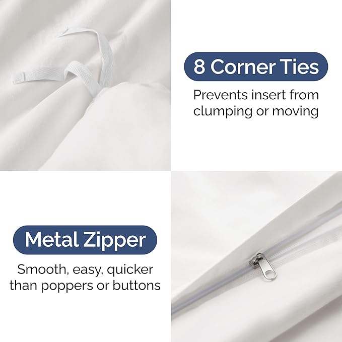 Duvet Cover Twin/Twin XL Size Set - Extra Soft Duvet Cover 68 x 90 with 1 Pillow Sham - Hotel Luxury, Easy Care and Fade Free w/ Zipper Closures & Ties - Comfy, Breathable Bedding Set (Antique White)