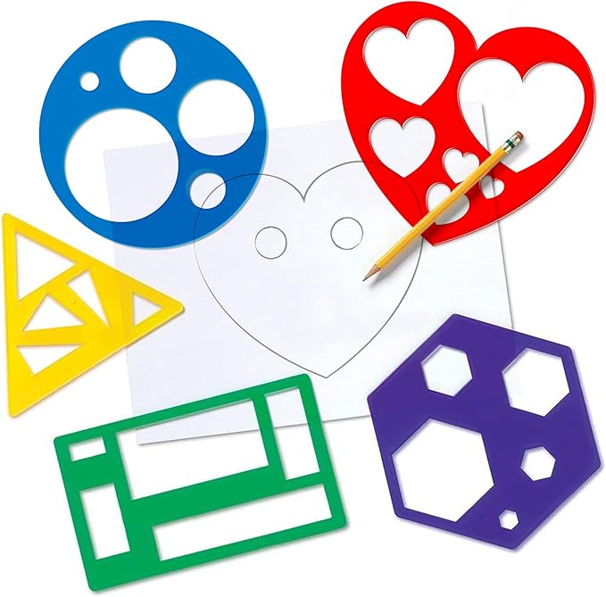 Karty Shape Stencil Set for Kids - 10 Piece Set - Colorful Drawing Template Kit - Fun Arts and Crafts Supplies, Gift Idea for Boys and Girls, Learning Tool for Toddlers and Preschooler