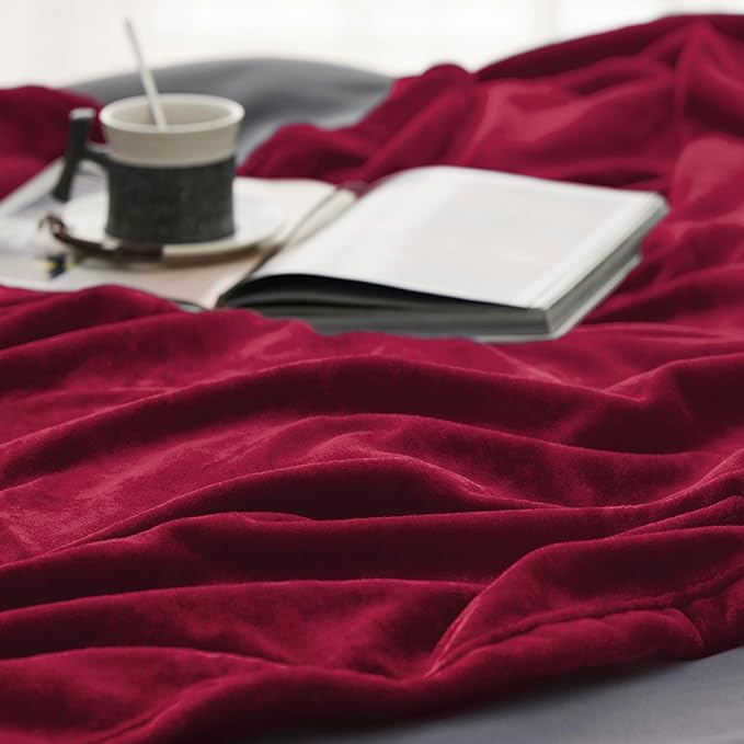 Bedsure GentleSoft Fleece Throw XL Blanket Red - 300GSM Soft Lightweight Plush Cozy Blankets for Bed, Sofa, Couch, Travel, Camping, 50x70 inches