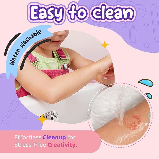 Face Painting Kit for Kids Makeup Set Toys, Washable Marker Girls Make Up Face Body Tattoo Pens, Toddler Toy Makeup Cosmetic for Ages 4-12 Year, Winter Gift for Pretend Play Dress Up Party