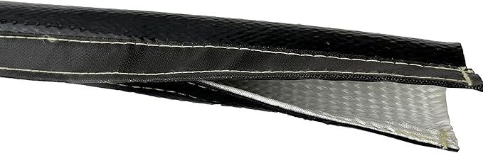 5/8 ID Fire Wrap 25" Length Heat Shielded Protection Sleeve Fire Thermo Armor Silicone Coated Fiberglass Hose 2 feet Length for Wires, Hoses, etc. (with Hook and Loop Closure)