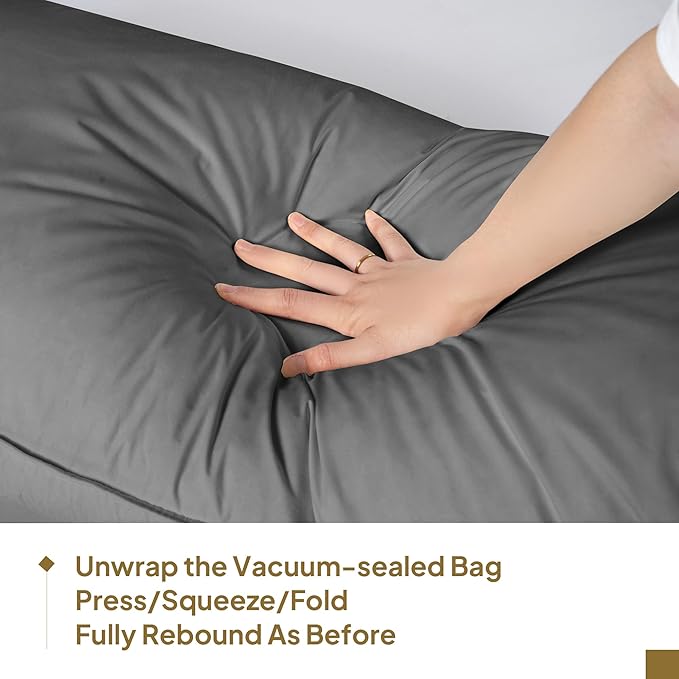 Goose Down Body Pillows for Adults, Large Body Pillow for Side Sleeper, Hugging Feather Body Pillow Insert, Cooling Full Length Long Pillow for Bed with 100% Organic Cotton Shell, (Dark Grey 20"x60")