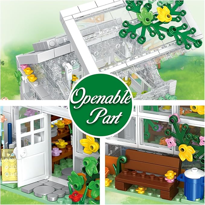QLT White Flowers House Building Set, Compatible with Lego Flower Friends House Create Elegance and Warmth Environment, Greenhouse Building Toy, Nice Gift for Boys, Girls and Adult (639 Pcs)