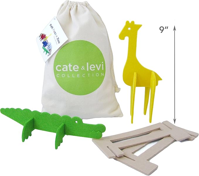 Cate and Levi Zoo Travel Toy for Kids - 3D Felt Craft Kit Puzzle Games for Kids - Learning Educational Toys for Toddler Imaginative Games Play Creative Thinking Suitable for Ages 1 to 5 Years