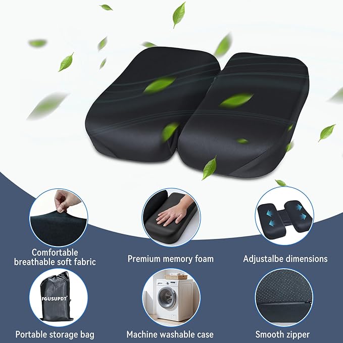 Adjustable Seat Cushion, Memory Foam Office Chair Cushion, Car Seat Cushion, Foldable Travel Cushion for Tailbone Pain, Sciatica Pain Relief, Lifting Cushion for Sitting, Driving, Traveling(Small)