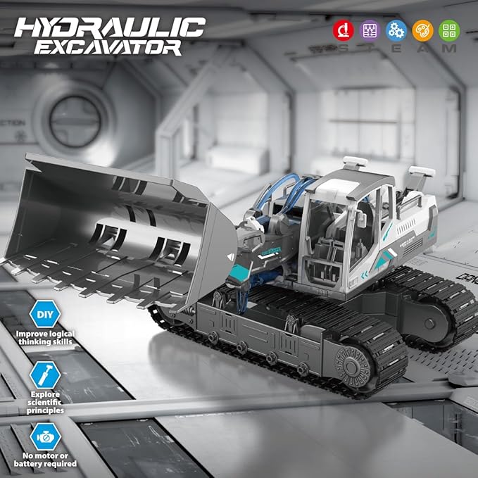 STEM Building Block Assembly Toy Set for Kids - Hydraulic Bulldozer Science Experiment Small Toys with Powerful Learning Experience Best Gift Toys for Boys Girls Age 8-12