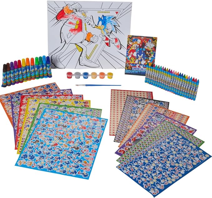 Innovative Designs Sonic The Hedgehog Creative Coloring Canvas Painting and Activity Set for Kids, 1000+ pcs