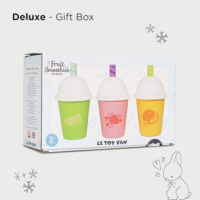 Le Toy Van - Childrens Wooden Honeybake Smoothie Cup & Juice - Set of 3 - Pretend Toy - Role Play Toy - Wooden Food for Kids - Kids Kitchen & Food Toys - Toys for 2 Year Olds +