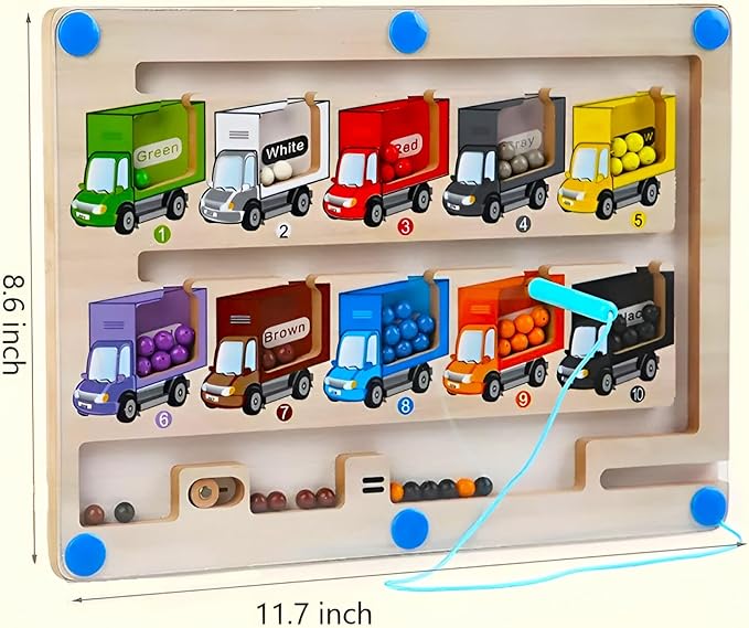 Olivia Magnetic Color & Number Maze - Montessori Wooden Puzzle Board, Educational - Toddler Fine Motor Skills Toys for Boys Girls 3 4 5 Years Old