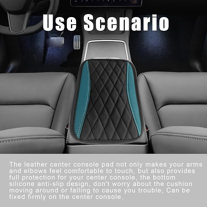 Car Center Console Cover, Universal Leather Waterproof Armrest Seat Box Cover Protector, Comfortable Car Decor Accessories Fit for Most Cars, Vehicles, SUVs-gem green