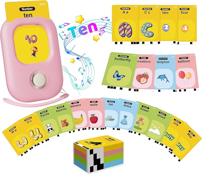 Toddler Toys for Girls 2-5 Years Old Gifts, Speech Autism Therapy Toys, Talking Flash Cards with 448 Sight Words, Learning Educational Montessori Sensory Toys for Autism Toddlers(Pink)