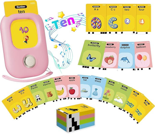 Toddler Toys for Girls 2-5 Years Old Gifts, Speech Autism Therapy Toys, Talking Flash Cards with 448 Sight Words, Learning Educational Montessori Sensory Toys for Autism Toddlers(Pink)
