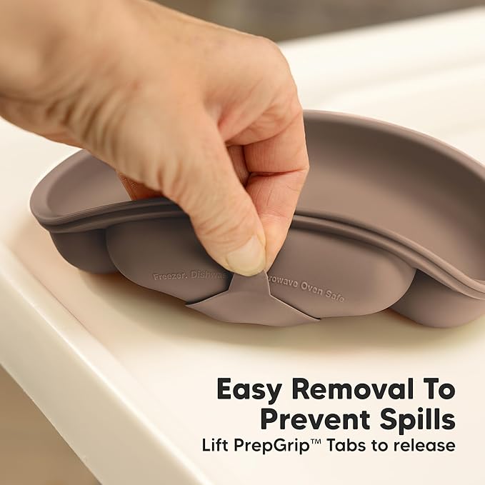 KeaBabies Suction Plates for Baby, Toddler - 3-Pack 100% Silicone Toddler Plates, Divided Baby Plates with Suction, Silicone Plates for Baby, Kids, BPA-Free, Microwave, Dishwasher Safe (Rocky)