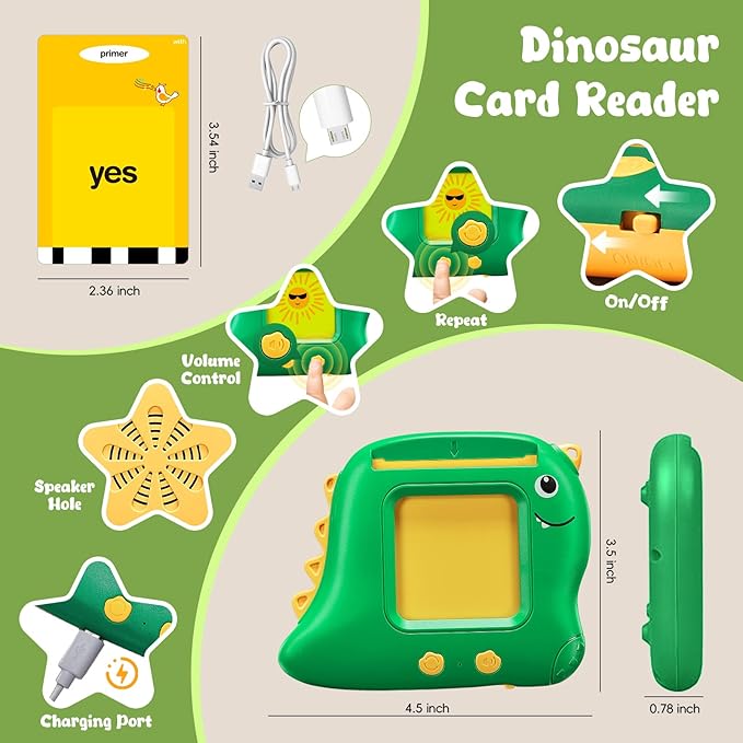 Talking Flash Cards for Toddlers, 540 Sight Words Flash Cards Speech Therapy Toys - Learning Educational Gifts for Age 1 2 3 4 5 6 Years Old Boys and Girls(540 Sight Words_Green)