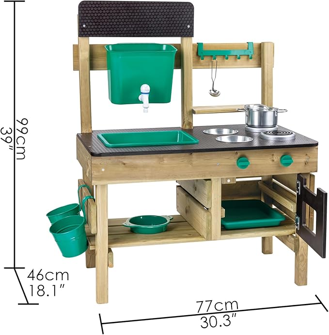 Hape Outdoor Kitchen | Mud Kitchen Wooden Toy Playset with Accessories, for Children Ages 3+ Years