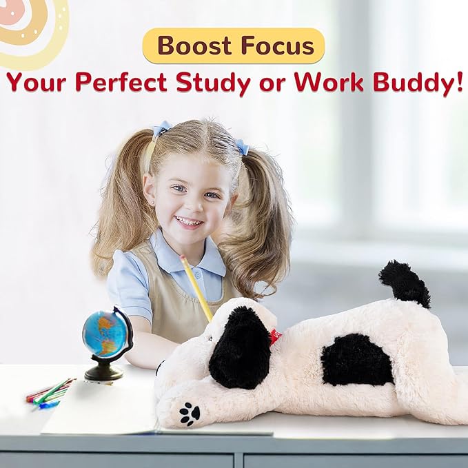 meowtastic Black & White Dog Weighted Stuffed Animals - 22 Inch 4.5 Pounds Weighted Plush Dog Stuffed Animals - Big Stuffed Dog Plush Pillow - Cute Plush Toys Gifts for Kids & Adults (22" 4.5 lbs)