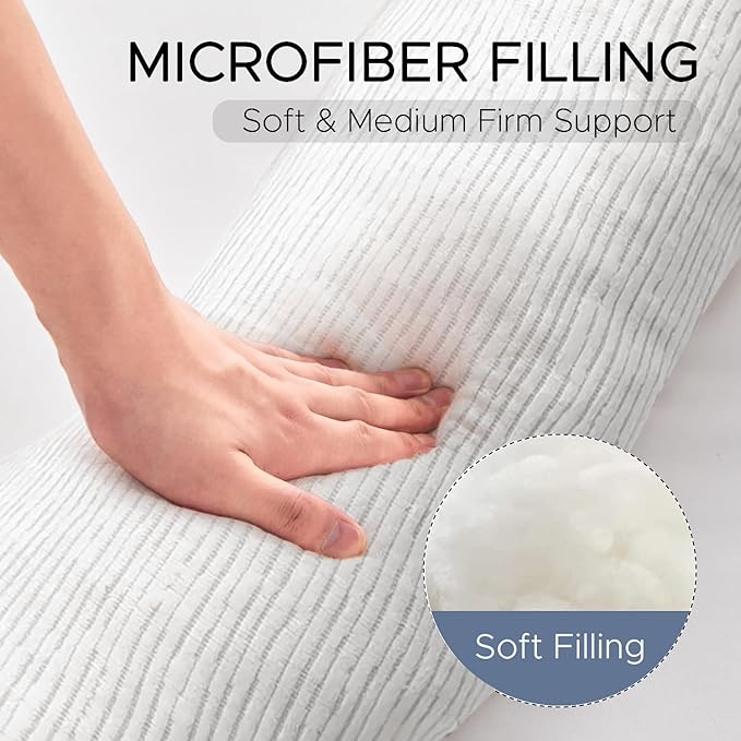 Body Pillow for Adults - Soft Long Bed Pillows Insert for Sleeping - Shredded Memory Foam & Removable Washable Cover - Swan Shaped Pregnancy Side Sleeper Pillow 49 Inch (Grey)