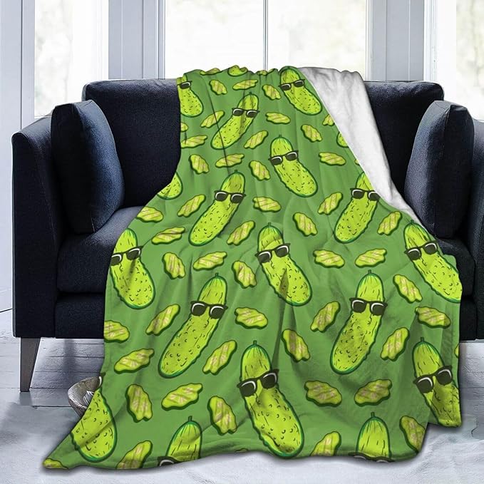 Pickle Blanket for Boys Girls, Cute Pickle Themed Design Printed Throw Blankets for Kids Lap, Chair, Warm Soft Cozy Blanket, 30"x 40"