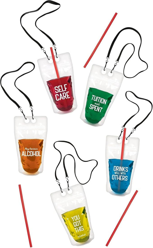 Grad Phrases Drink Pouch Necklaces - 16 oz. | Assorted Design
