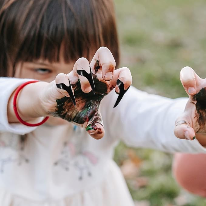 Beaupretty 8Pcs Halloween Costume Claws Fake Nail Rings Metal Gothic Punk Full Finger Rings Fingertip Nail Art Decoration Halloween Party Favor