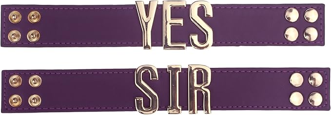 Coolcoco Adjustable Luxury Gold Letter Purple Leather Yes Sir Bracelet for Women Girls Prime Cosplay Accessory (2 Pieces/Set)