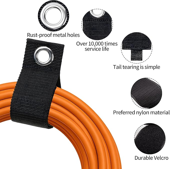 Heavy-Duty Extension Cord Holder 3-Pack, Two Sizes, Durable Nylon Cable Organizer Straps for Hanging Cables，Cords, Hoses, Ropes，Tools and Outdoor Organization