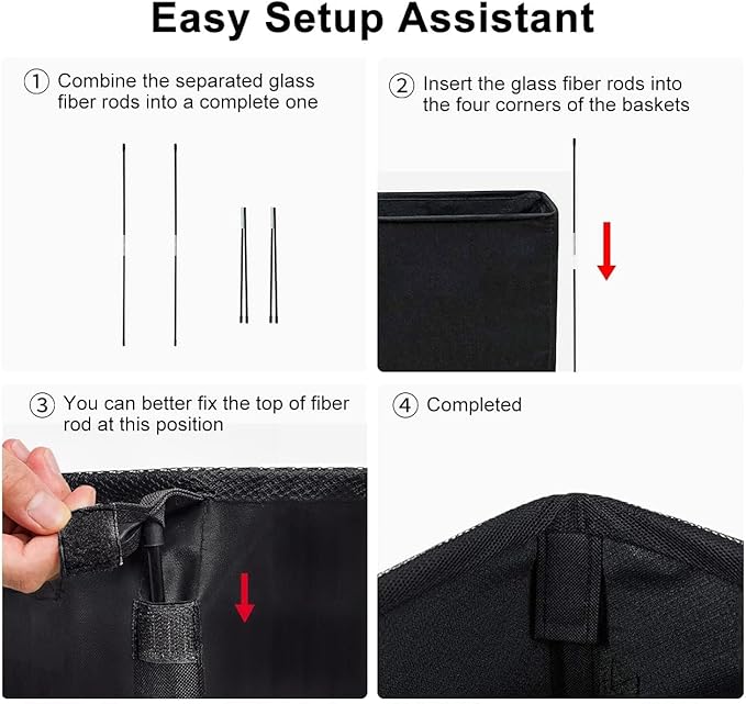 ZERO JET LAG Slim Laundry Hamper With Handles Collapsible Laundry Basket Thin Dirty Clothes Basket Narrow Laundry Bag Foldable Dirty Clothes Hamper 45L (23 inches,Black)