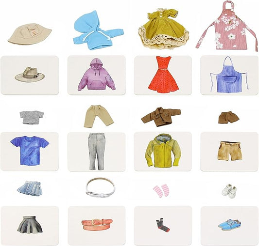Montessori Language Materials Objects with Similar Cards 12pcs Mini Clothing Replicas with Cards