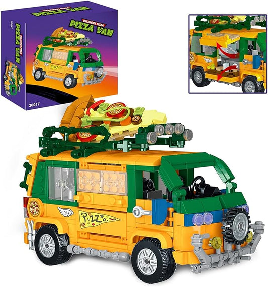 City Turtles Pizza Truck Building Set Compatible with Lego for Boys 8-12 Years,for Adutls Ninja Building Collection 652 PCS