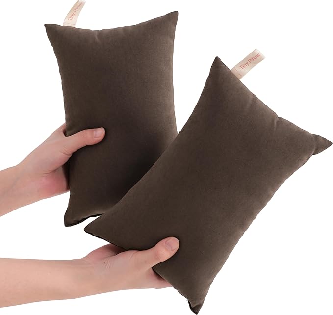 NTBAY Tiny Pillows, Down Alternative 7"x11" Microfiber Mini Pillow for Travel, Pets, Soft Machine Washable Small Pillows for Neck, Wrist, Lumbar and Knee, Dark Brown
