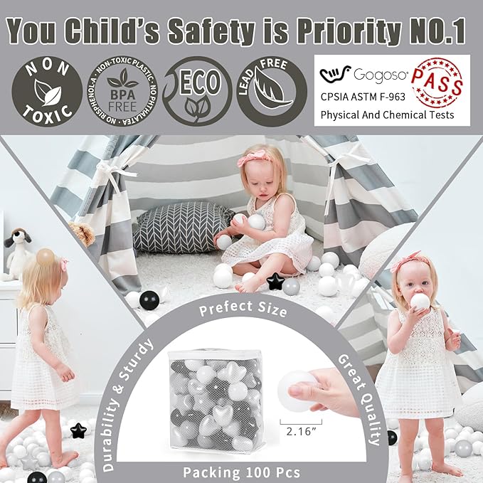 GOGOSO Ball Pit Balls,Plastics Balls for Ball Pit, Stars Hearts Shape for PastelBall for Toddlers Kids