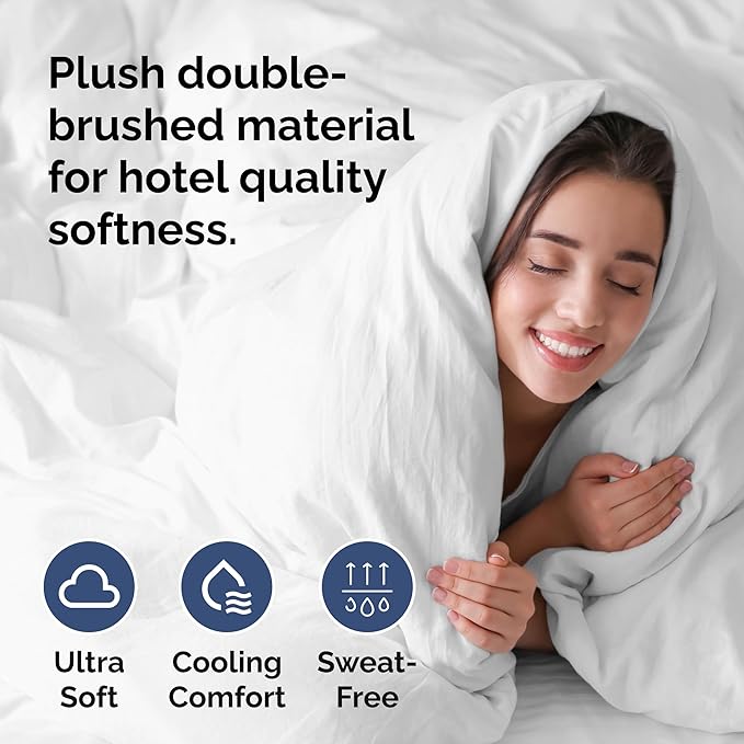 Duvet Cover Cal King Size Set - Extra Soft Cal King Size Duvet Cover 104 x 98 with 2 Pillow Shams - Hotel Luxury Easy Care & Fade Free w/Zipper Closures & Ties - Comfy Breathable Bedding Set (White)