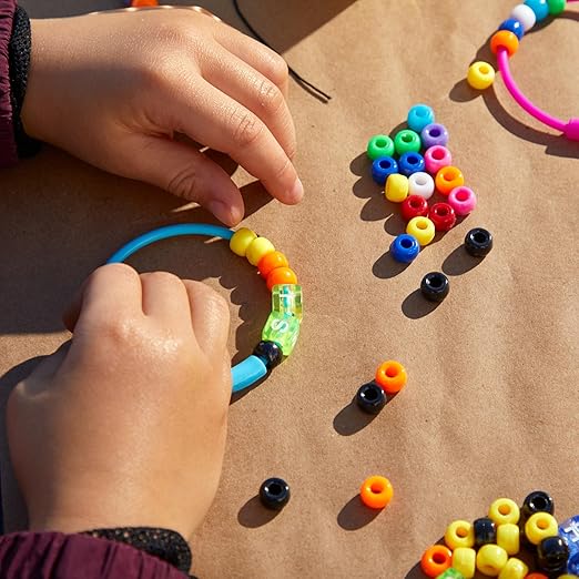 Colorations Pony Bead Bracelets for Kids, Set of 24, 3 Colors, 1/4 Diameter, Snap Closure, Jewelry, Gifts, Arts & Crafts, Wearables, Reusable (Item # PBBR)